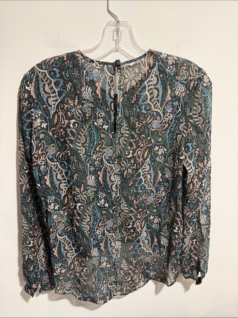 Veronica Beard Paisley Long-Sleeve Twist Front High-Low 100% Silk Blouse - Picture 8 of 9